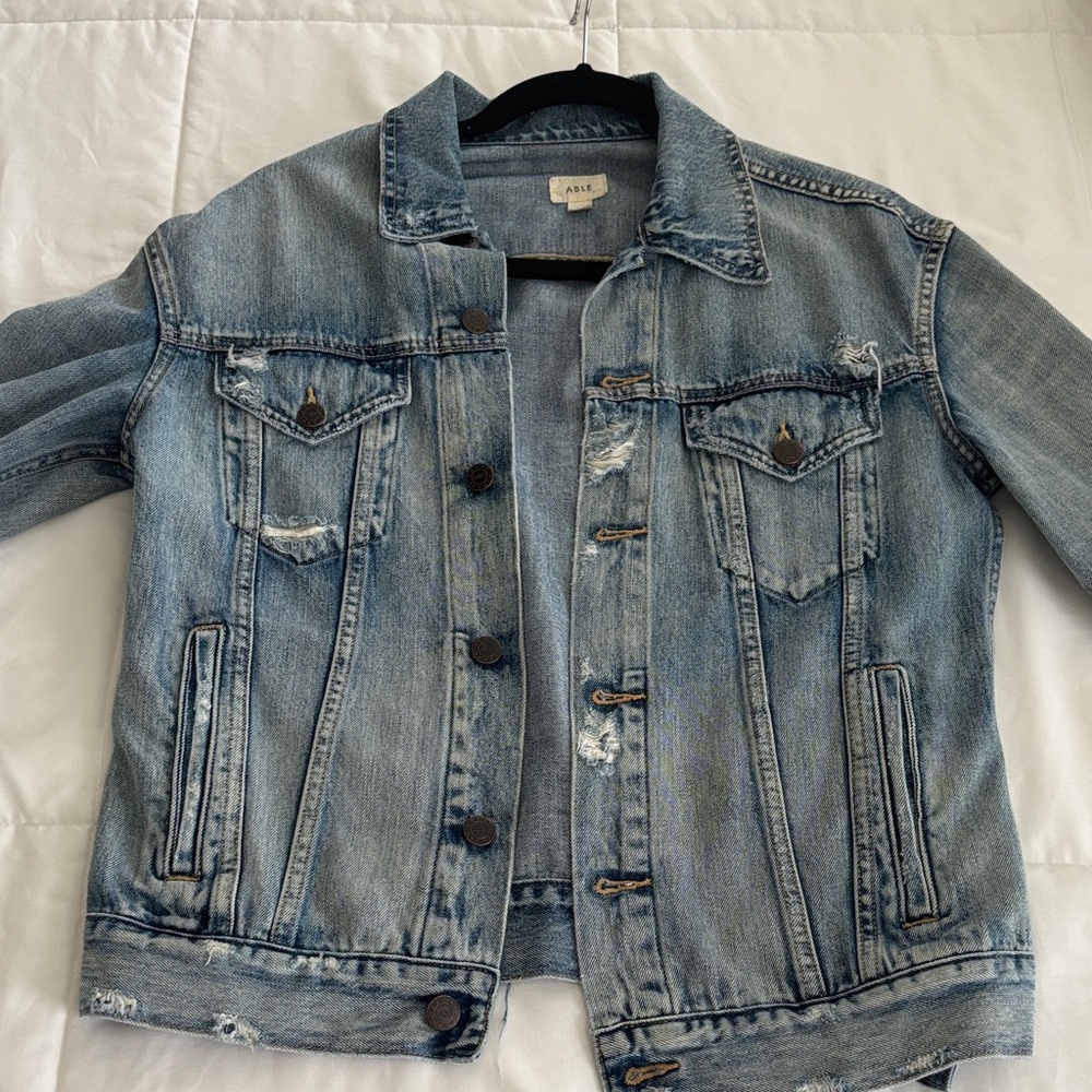 Able Light Blue Distressed Denim Jacket